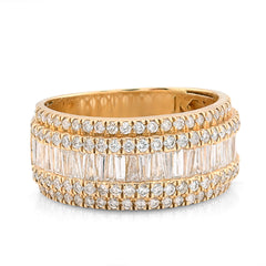 14k Yellow Gold 3.25CTW Natural Round/Baguette Diamond Wedding Ring 8.4gms Band