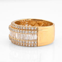 14k Yellow Gold 3.25CTW Natural Round/Baguette Diamond Wedding Ring 8.4gms Band