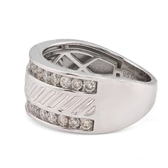 14k White Gold 0.98CTW Natural Diamond Two Row Channel Setting Ring 8.2gms Band