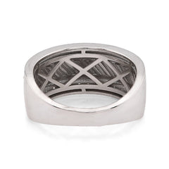 14k White Gold 0.98CTW Natural Diamond Two Row Channel Setting Ring 8.2gms Band