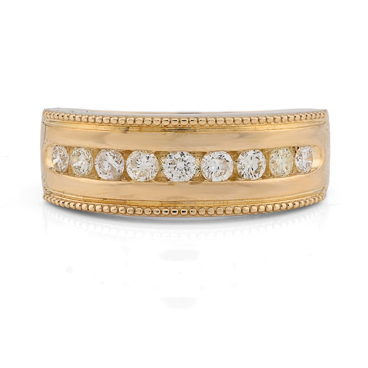 10k Yellow Gold 0.65CTW Natural Single Row Diamond Anniversary Ring 6.6gms Band