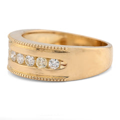 10k Yellow Gold 0.65CTW Natural Single Row Diamond Anniversary Ring 6.6gms Band