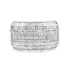 ICED 10k White Gold 1.55CTW Natural Multi-Row Diamond Ring 11g Anniversary Band