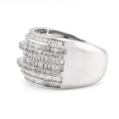 ICED 10k White Gold 1.55CTW Natural Multi-Row Diamond Ring 11g Anniversary Band