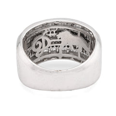 ICED 10k White Gold 1.55CTW Natural Multi-Row Diamond Ring 11g Anniversary Band