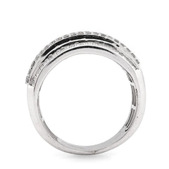 ICED 10k White Gold 1.55CTW Natural Multi-Row Diamond Ring 11g Anniversary Band