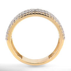 10k Yellow Gold 2.5CTW Natural Round/Baguette Multi-Row Diamond Ring 6.8gms Band