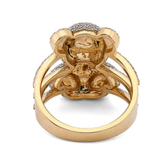 Ladies 10k Yellow Gold 7.2g 1.21CTW Natural Round Diamond Teddy Bear Ring Size 7