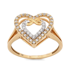 Ladies 10k Yellow Gold 2.1gms 0.23CTW Natural Diamond Infinity Heart Shaped Ring