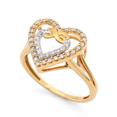 Ladies 10k Yellow Gold 2.1gms 0.23CTW Natural Diamond Infinity Heart Shaped Ring