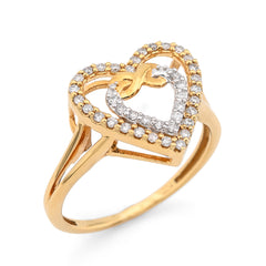 Ladies 10k Yellow Gold 2.1gms 0.23CTW Natural Diamond Infinity Heart Shaped Ring