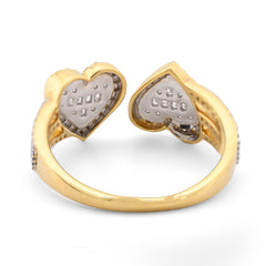 Ladies 10k Yellow Gold 2.6g 0.34CTW Natural Round/Baguette 2 Hearts Diamond Ring
