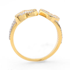 Ladies 10k Yellow Gold 2.6g 0.34CTW Natural Round/Baguette 2 Hearts Diamond Ring