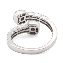 Ladies 14k White Gold 4gm 0.5CTW Pure Round/Baguette Diamond Bypass Diamond Ring
