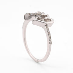 For Ladies 925 Silver 2.2gms 0.125CTW Natural Double Heart Promise Diamond Ring