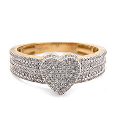 Ladies 10k Yellow Gold 3.5gms 0.29CTW Natural Diamond Heart Shaped Ring Size 7