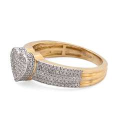 Ladies 10k Yellow Gold 3.5gms 0.29CTW Natural Diamond Heart Shaped Ring Size 7