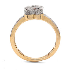 Ladies 10k Yellow Gold 3.5gms 0.29CTW Natural Diamond Heart Shaped Ring Size 7