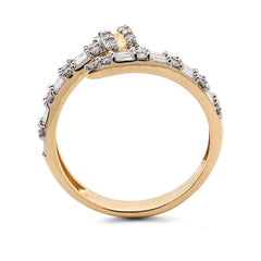 Ladies 14k Yellow Gold 2.7g 0.4CTW Natural Round/Baguette Diamond Nail Head Ring