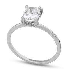 14k White Gold 2.2g 1CTW Lab Grown Diamond Cushion Solitaire Womens Wedding Ring