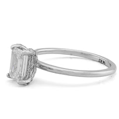 Pure 14k White Gold 1CTW Lab Grown Diamond Emerald Cut 2.2g Womens Wedding Ring