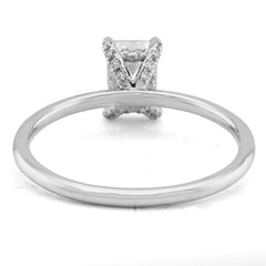 Pure 14k White Gold 1CTW Lab Grown Diamond Emerald Cut 2.2g Womens Wedding Ring