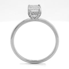 Pure 14k White Gold 1CTW Lab Grown Diamond Emerald Cut 2.2g Womens Wedding Ring