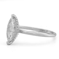 14k White Gold 2.2gms 1CTW Lab Diamond Marquise Solitaire Wedding Ring For Women