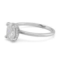 14k White Gold 1CTW Lab Grown Diamond Oval Solitaire Wedding Ring 2.2g For Women