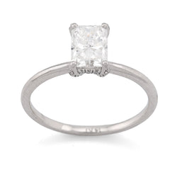 Women 14k White Gold 2.2g 1CT Lab Diamond Princess Cut Solitaire Engagement Ring