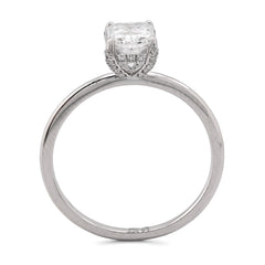 Women 14k White Gold 2.2g 1CT Lab Diamond Princess Cut Solitaire Engagement Ring