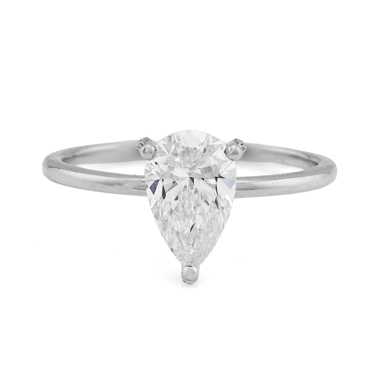 14k White Gold 1CTW Lab Diamond Tear Drop Solitaire Wedding Ring 2.2g For Womens