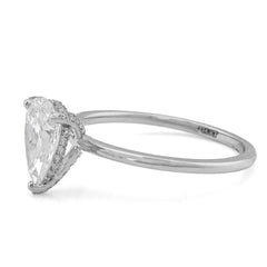 14k White Gold 1CTW Lab Diamond Tear Drop Solitaire Wedding Ring 2.2g For Womens