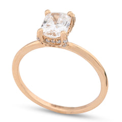14k Yellow Gold 1CTW Lab Cushion Cut Solitaire Diamond 2.2g Womens Wedding Ring
