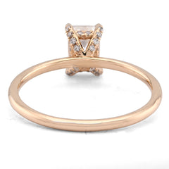 Womens 14k Yellow Gold 1CTW Lab Diamond Emerald Cut Solitaire Wedding Ring 2.2gm