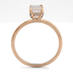 Womens 14k Yellow Gold 1CTW Lab Diamond Emerald Cut Solitaire Wedding Ring 2.2gm