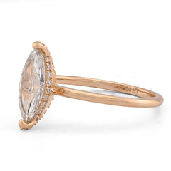 14k Yellow Gold 1CTW Lab Marquise Solitaire Diamond Wedding Ring 2.2g For Womens