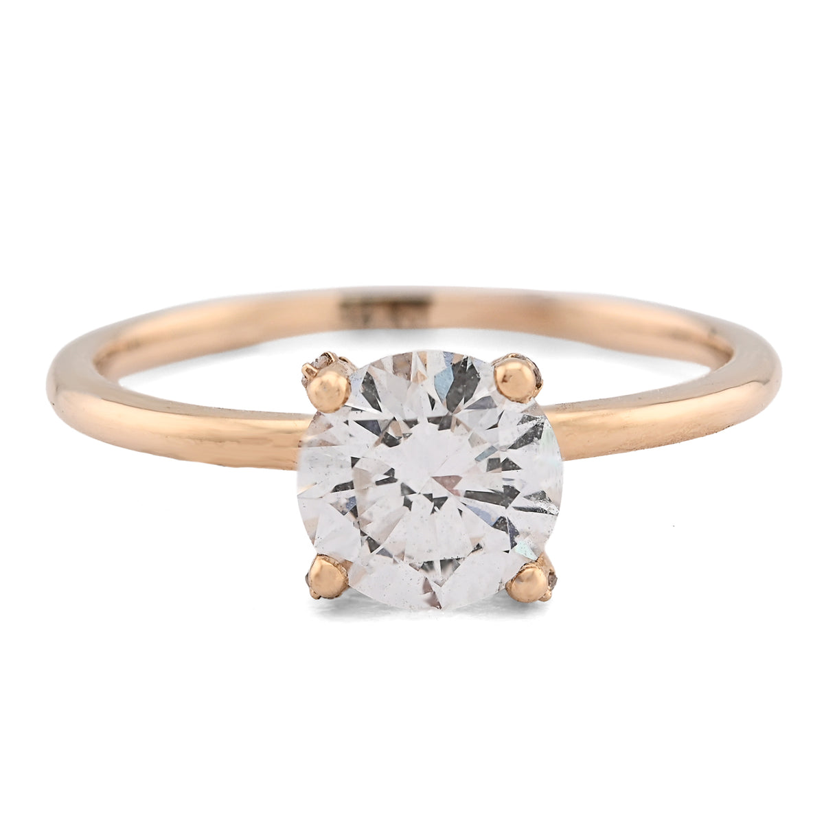14k Yellow Gold 1CTW Lab Round Solitaire Diamond Wedding Ring 2.2g For Womens