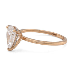 14k Yellow Gold 1 CTW Tear Drop Solitaire Lab Diamond Women Wedding Ring 2.2g