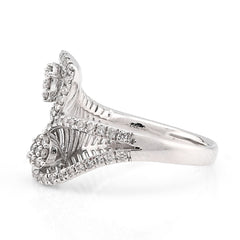 Fine 14k White Gold 0.5CTW Natural Diamond Bypass Leaf Ring 4gms For Womens