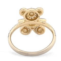 10k Yellow Gold 0.31CTW Natural Diamond Cute Teddy Bear 3.2gms Womens Ring