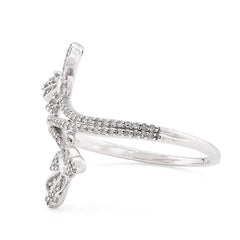 925 Silver 0.23CTW Natural Diamond Butterfly Bypass 2.1gms Womens Promise Ring