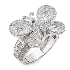 Fine 10k White Gold 0.5CTW Natural Round/Baguette Diamond Womens Band 2.9gm Ring