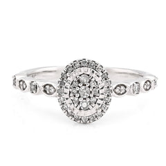 10k White Gold 0.20CTW Natural Diamond Oval Shape Womens Engagement Ring 3gms