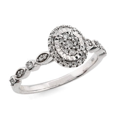 10k White Gold 0.20CTW Natural Diamond Oval Shape Womens Engagement Ring 3gms
