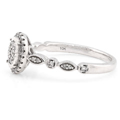 10k White Gold 0.20CTW Natural Diamond Oval Shape Womens Engagement Ring 3gms