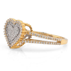 Fine 10k Yellow/White Gold 2.8gms 0.35CTW Natural Diamond Dual Heart Womens Ring