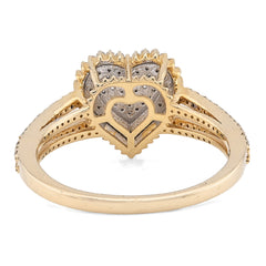 Fine 10k Yellow/White Gold 2.8gms 0.35CTW Natural Diamond Dual Heart Womens Ring