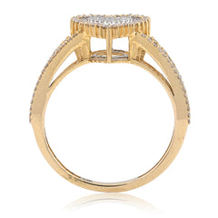 Fine 10k Yellow/White Gold 2.8gms 0.35CTW Natural Diamond Dual Heart Womens Ring