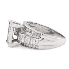 10k White Gold 1.0CTW 4.4g Natural Round/Baguette Diamond Rectangular Women Ring